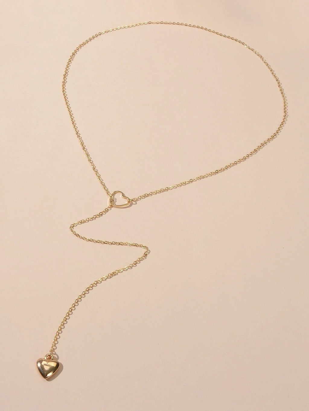 2 pcs Gold Chain Round Disc Love Heart Pendant Necklace Double Collar Women Gift-2
